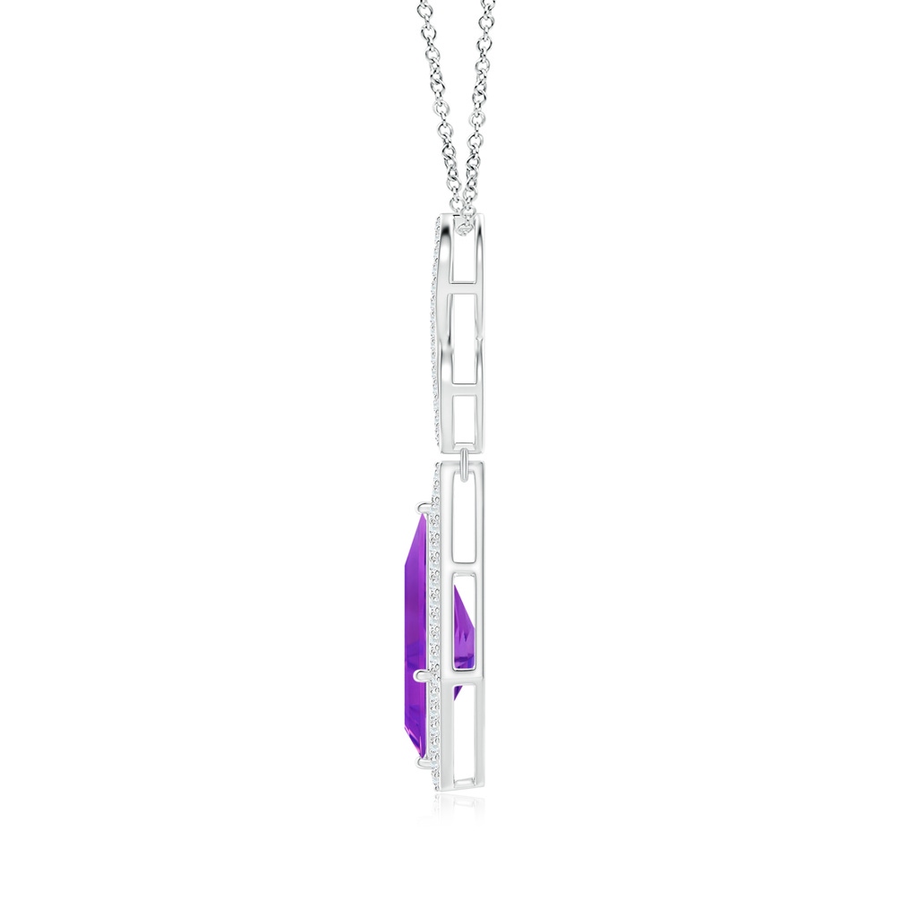 14x7mm AAAA Kite-Shaped Step-Cut Amethyst Infinity Pendant in White Gold - side 1