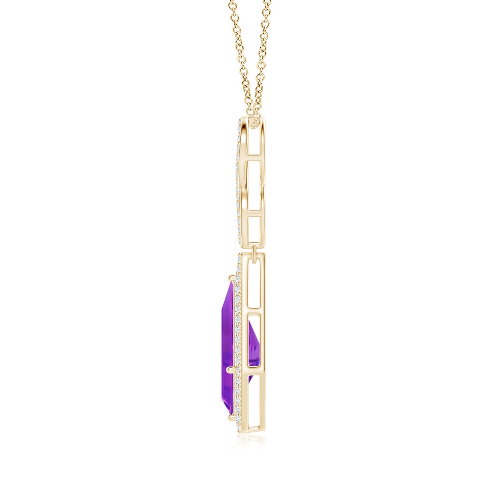14x7mm AAAA Kite-Shaped Step-Cut Amethyst Infinity Pendant in Yellow Gold - side 1