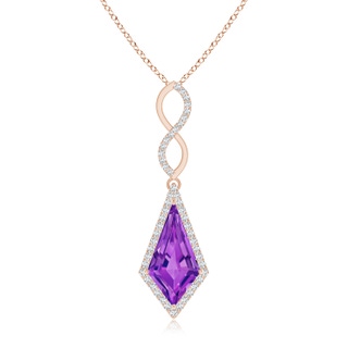 15x8mm AAAA Kite-Shaped Step-Cut Amethyst Infinity Pendant in Rose Gold