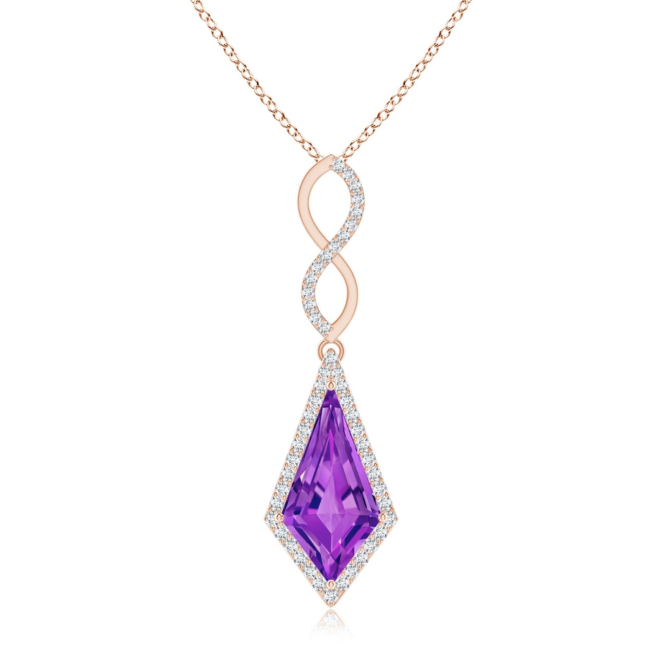 15x8mm AAAA Kite-Shaped Step-Cut Amethyst Infinity Pendant in Rose Gold 