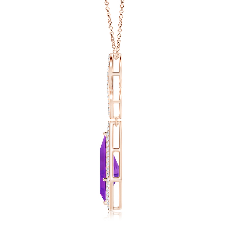 15x8mm AAAA Kite-Shaped Step-Cut Amethyst Infinity Pendant in Rose Gold side 1