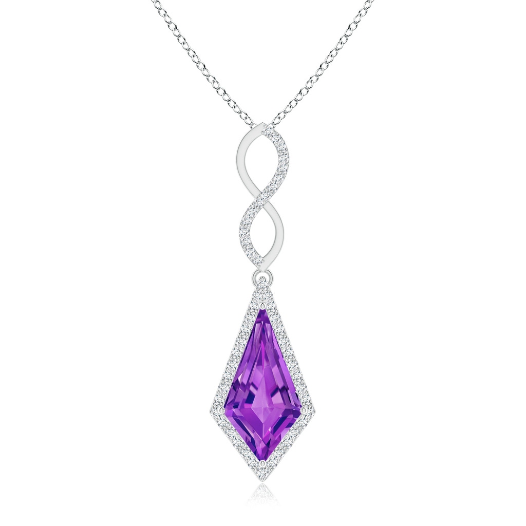 15x8mm AAAA Kite-Shaped Step-Cut Amethyst Infinity Pendant in White Gold