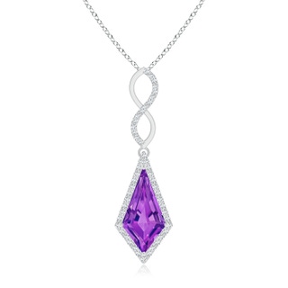 15x8mm AAAA Kite-Shaped Step-Cut Amethyst Infinity Pendant in White Gold