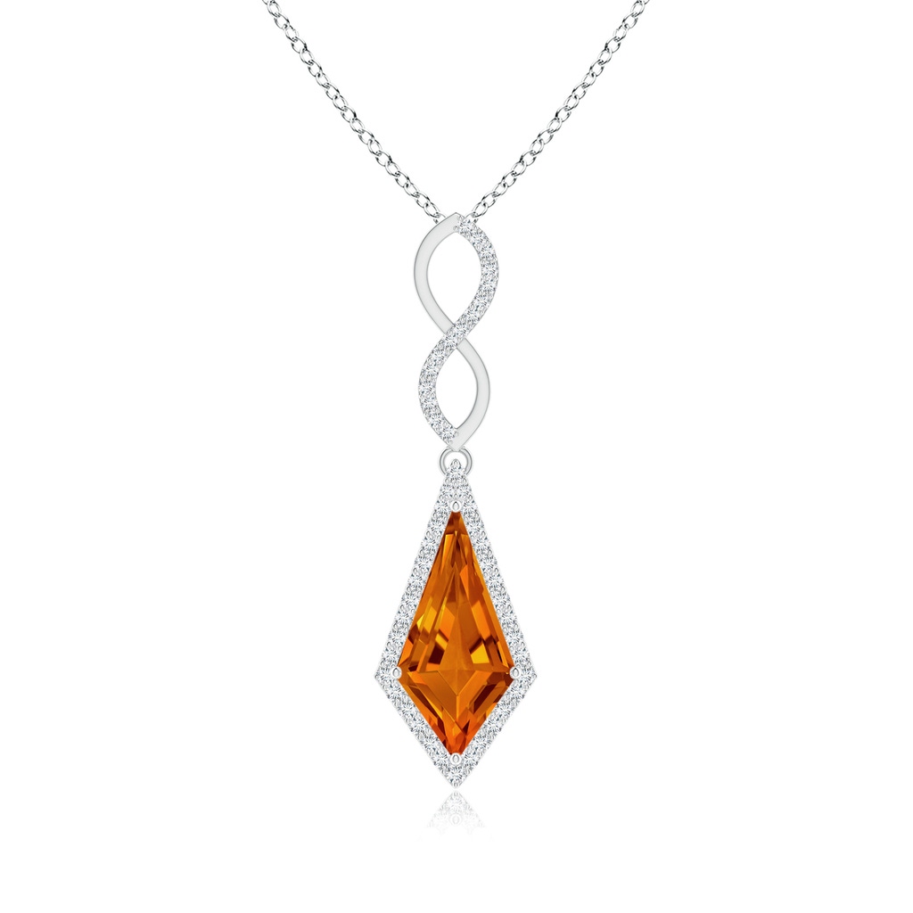 14x7mm AAAA Kite-Shaped Step-Cut Citrine Infinity Pendant in White Gold