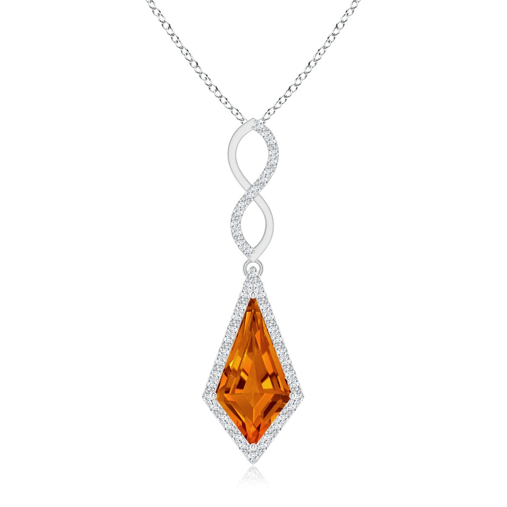 15x8mm AAAA Kite-Shaped Step-Cut Citrine Infinity Pendant in White Gold