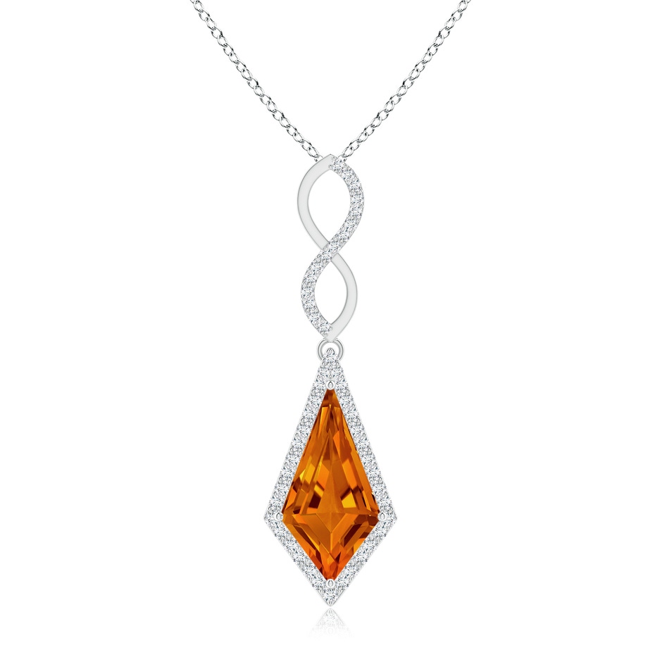 15x8mm AAAA Kite-Shaped Step-Cut Citrine Infinity Pendant in White Gold 