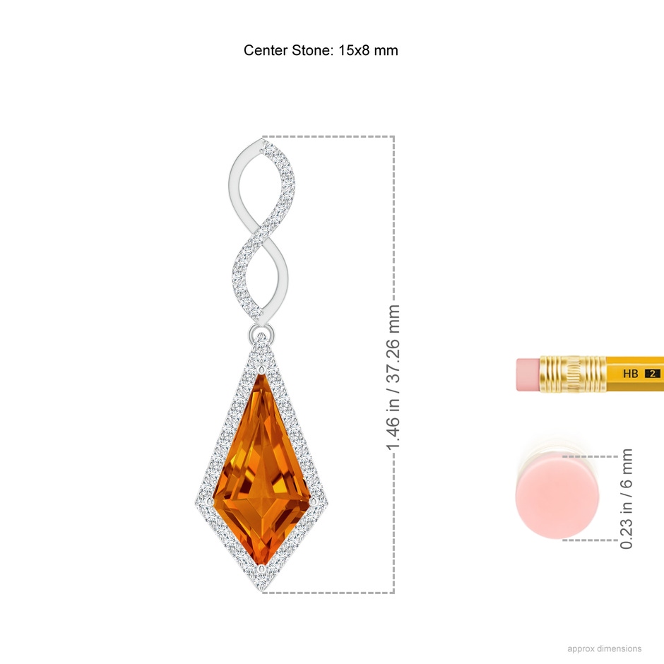 15x8mm AAAA Kite-Shaped Step-Cut Citrine Infinity Pendant in White Gold ruler