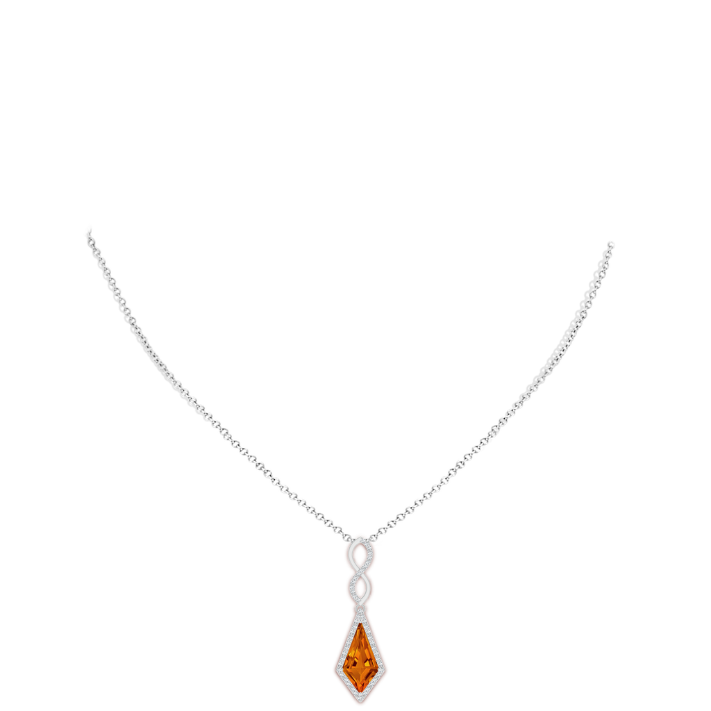 15x8mm AAAA Kite-Shaped Step-Cut Citrine Infinity Pendant in White Gold Body-Neck