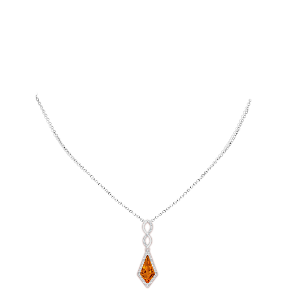 15x8mm AAAA Kite-Shaped Step-Cut Citrine Infinity Pendant in White Gold body-neck