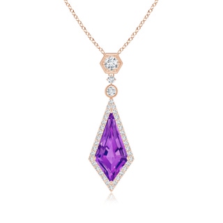 14x7mm AAAA Moroccan Style Kite-Shaped Amethyst Pendant in 10K Rose Gold