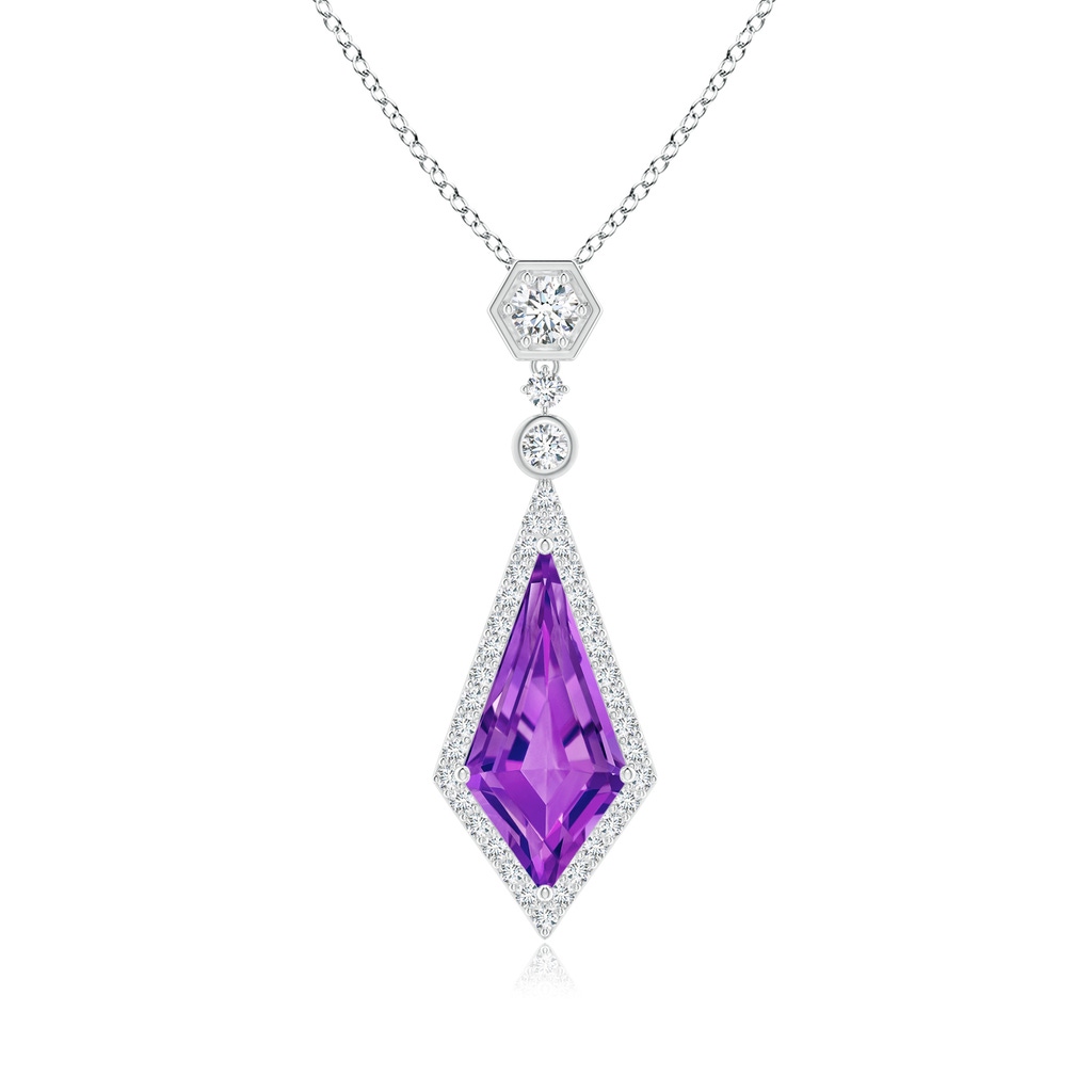 14x7mm AAAA Moroccan Style Kite-Shaped Amethyst Pendant in White Gold