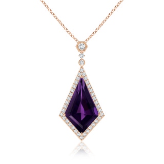 23.10x14.03x8.59mm AAAA GIA Certified Moroccan Style Kite-Shaped Amethyst Pendant in 10K Rose Gold