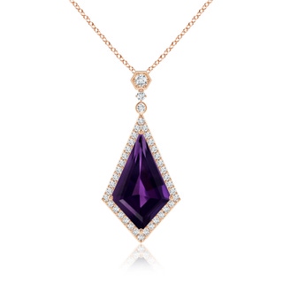 23.10x14.03x8.59mm AAAA GIA Certified Moroccan Style Kite-Shaped Amethyst Pendant in 18K Rose Gold