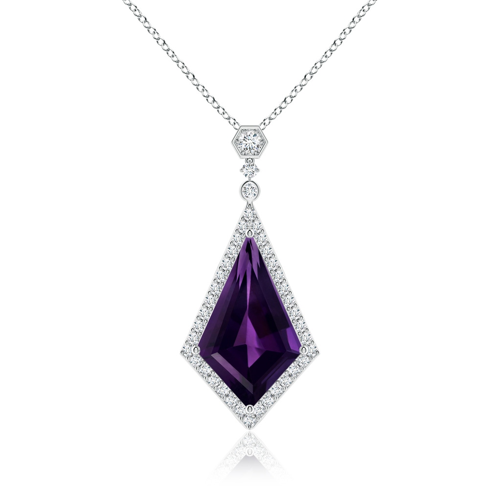 23.10x14.03x8.59mm AAAA GIA Certified Moroccan Style Kite-Shaped Amethyst Pendant in White Gold