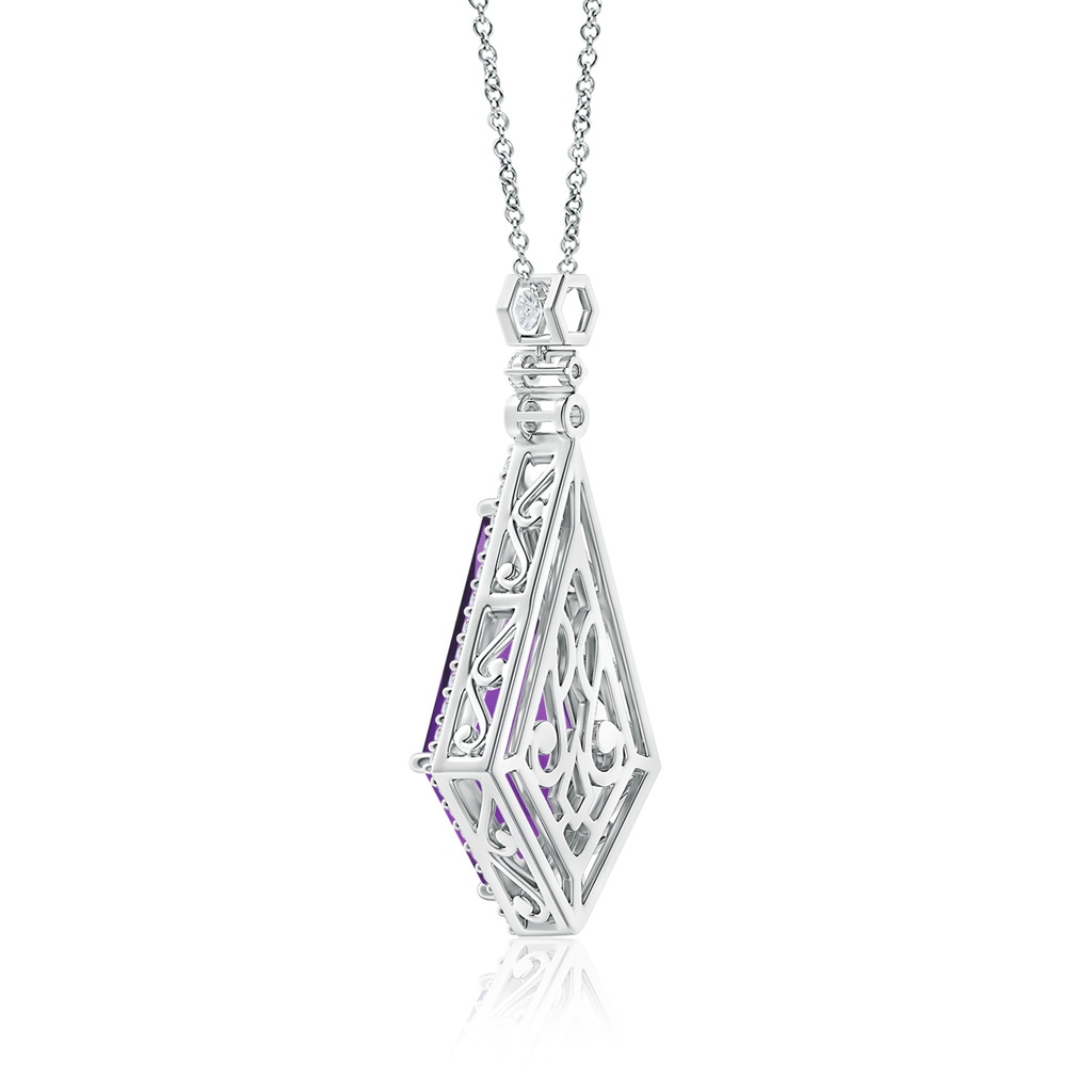 23.10x14.03x8.59mm AAAA GIA Certified Moroccan Style Kite-Shaped Amethyst Pendant in White Gold Side 399
