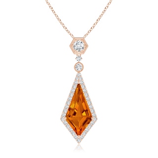 15x8mm AAAA Moroccan Style Kite-Shaped Citrine Pendant in Rose Gold