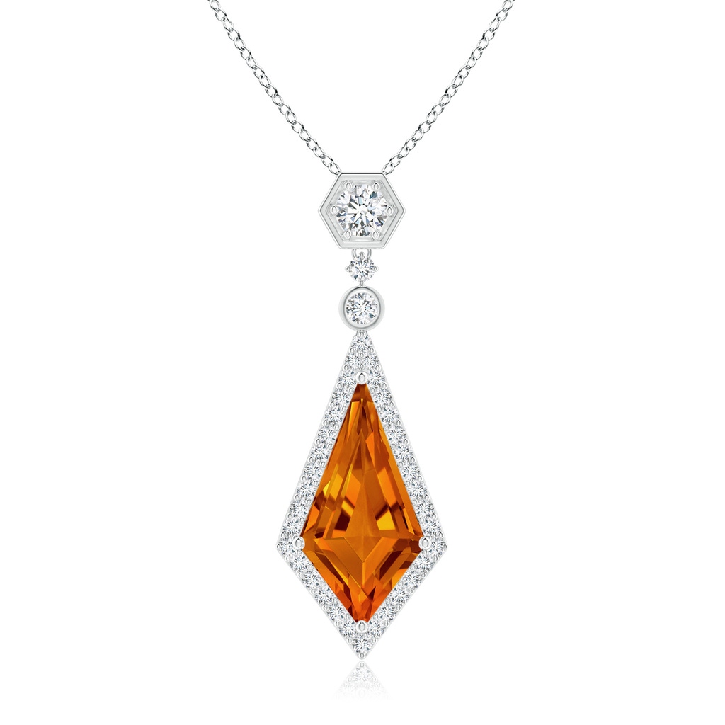 15x8mm AAAA Moroccan Style Kite-Shaped Citrine Pendant in White Gold