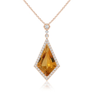 22.23x13.83x8.02mm AAAA GIA Certified Moroccan Style Kite-Shaped Citrine Pendant in 10K Rose Gold
