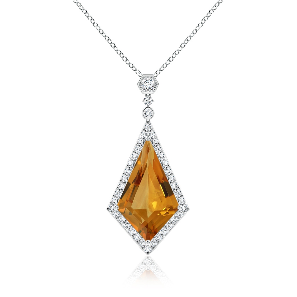 22.23x13.83x8.02mm AAAA GIA Certified Moroccan Style Kite-Shaped Citrine Pendant in P950 Platinum