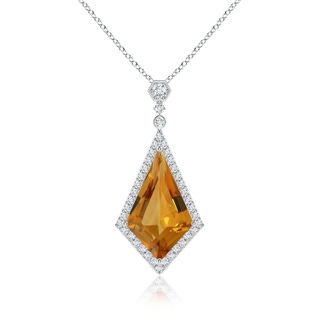 22.23x13.83x8.02mm AAAA GIA Certified Moroccan Style Kite-Shaped Citrine Pendant in White Gold