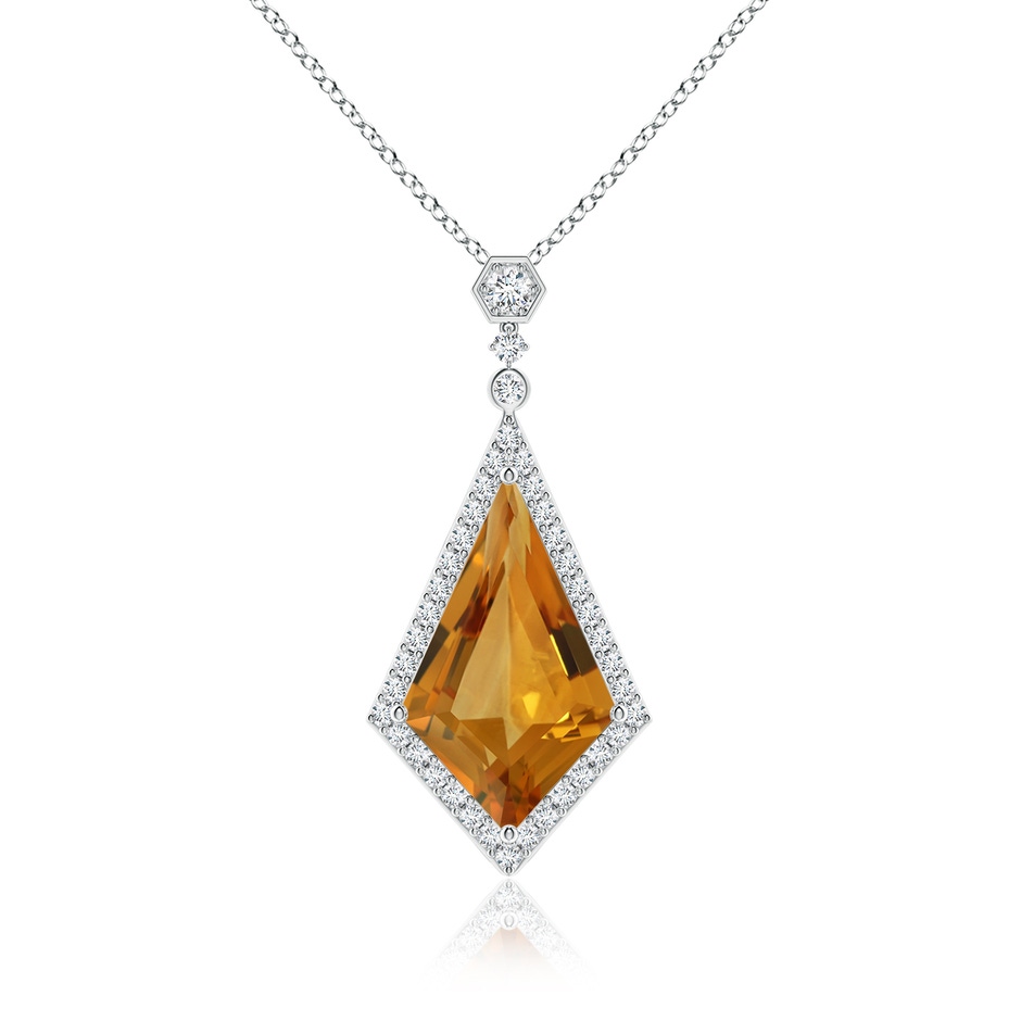 22.23x13.83x8.02mm AAAA GIA Certified Moroccan Style Kite-Shaped Citrine Pendant in White Gold 