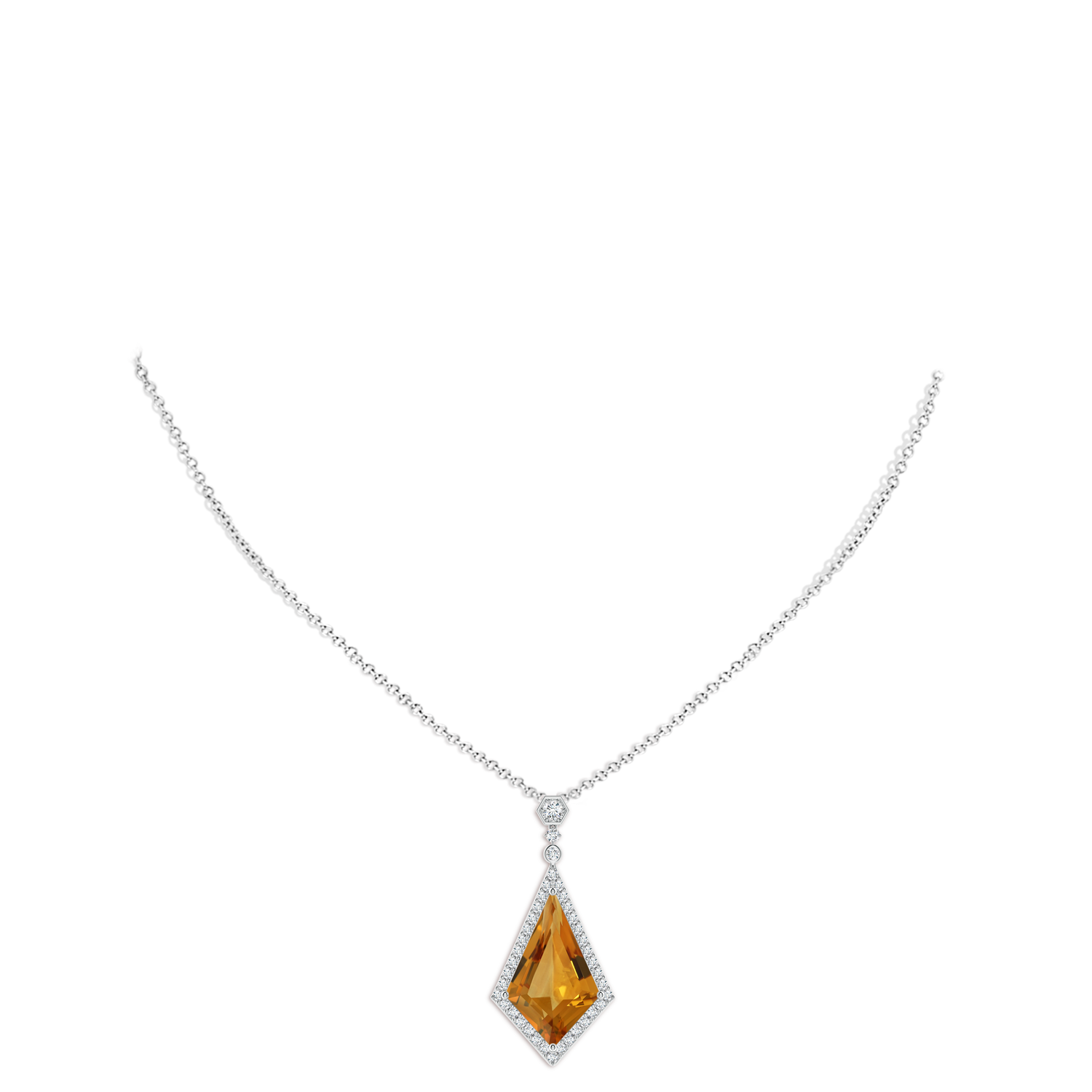 22.23x13.83x8.02mm AAAA GIA Certified Moroccan Style Kite-Shaped Citrine Pendant in White Gold - body_neck