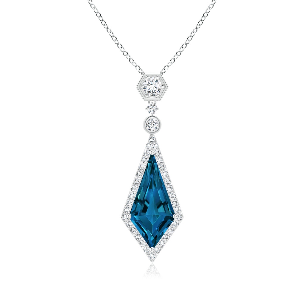 14x7mm AAAA Moroccan Style Kite-Shaped London Blue Topaz Pendant in White Gold