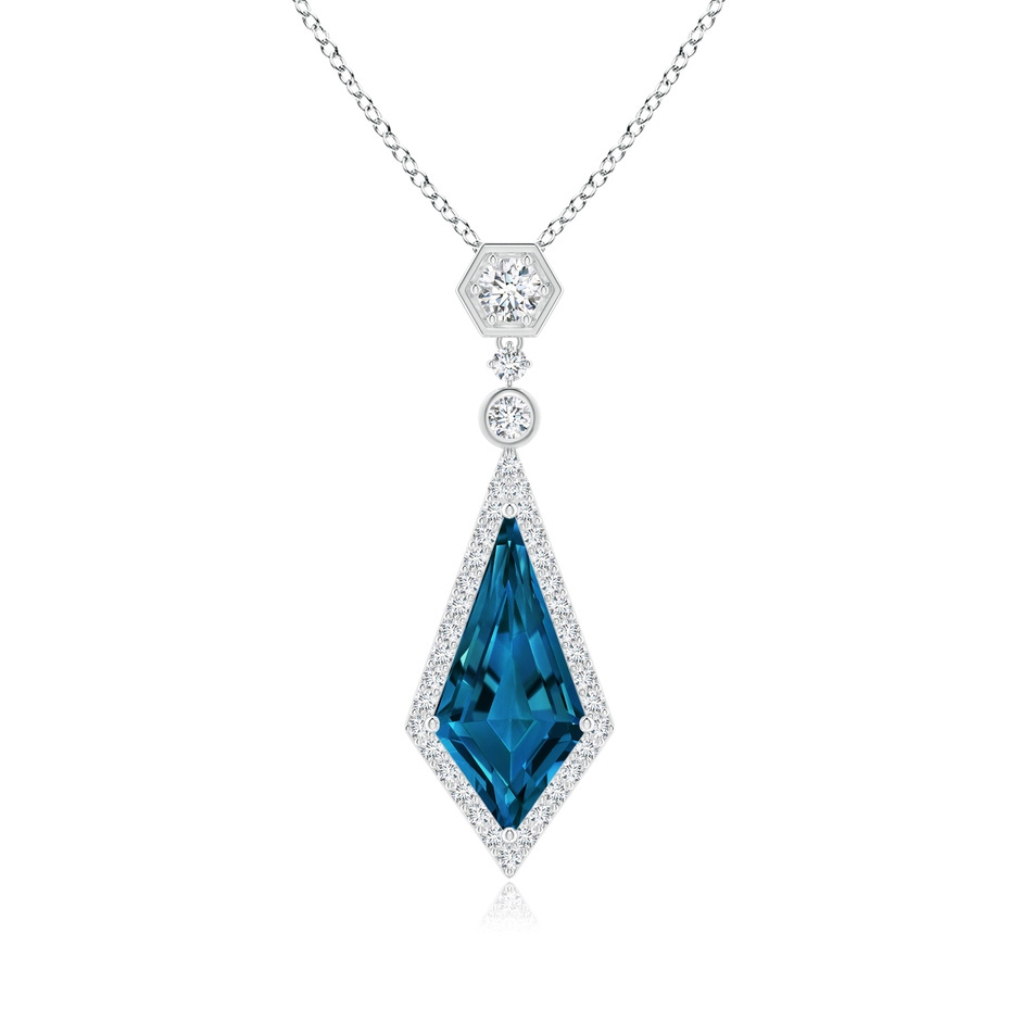 14x7mm AAAA Moroccan Style Kite-Shaped London Blue Topaz Pendant in White Gold 