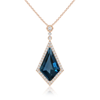 22.24x14.00x7.97mm AAAA GIA Certified Moroccan Style Kite-Shaped London Blue Topaz Pendant in 10K Rose Gold