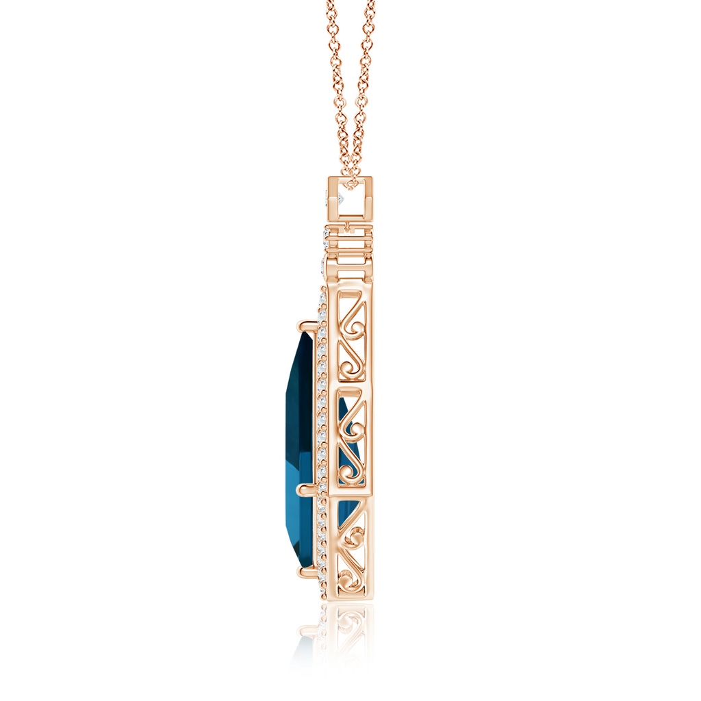 22.24x14.00x7.97mm AAAA GIA Certified Moroccan Style Kite-Shaped London Blue Topaz Pendant in Rose Gold - side 199