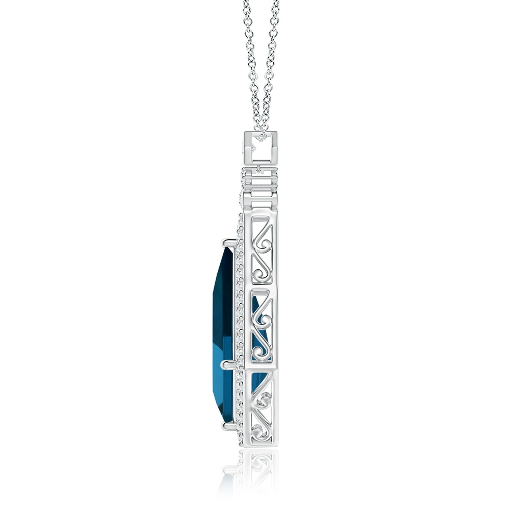 22.24x14.00x7.97mm AAAA GIA Certified Moroccan Style Kite-Shaped London Blue Topaz Pendant in White Gold Side 199