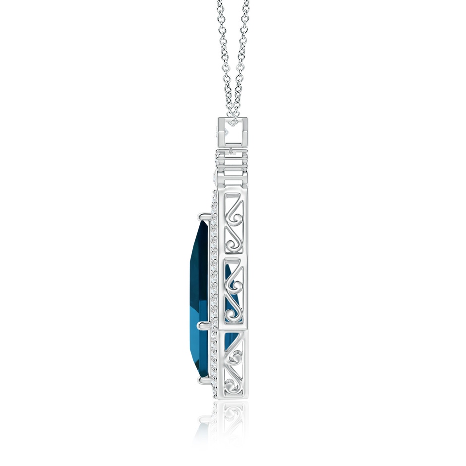 22.24x14.00x7.97mm AAAA GIA Certified Moroccan Style Kite-Shaped London Blue Topaz Pendant in White Gold side 199