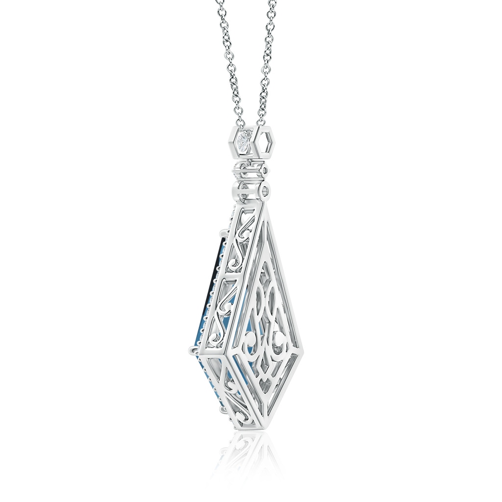 22.24x14.00x7.97mm AAAA GIA Certified Moroccan Style Kite-Shaped London Blue Topaz Pendant in White Gold Side 399
