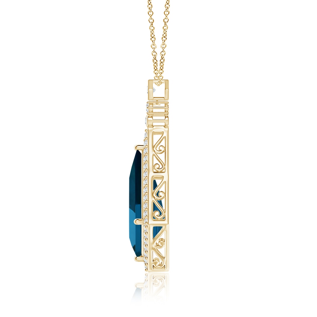 22.24x14.00x7.97mm AAAA GIA Certified Moroccan Style Kite-Shaped London Blue Topaz Pendant in Yellow Gold - side 199
