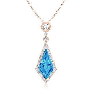 15x8mm AAAA Moroccan Style Kite-Shaped Swiss Blue Topaz Pendant in Rose Gold