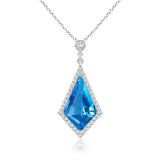 22.19x13.94x7.07mm AAAA GIA Certified Moroccan Style Kite-Shaped Swiss Blue Topaz Pendant in P950 Platinum