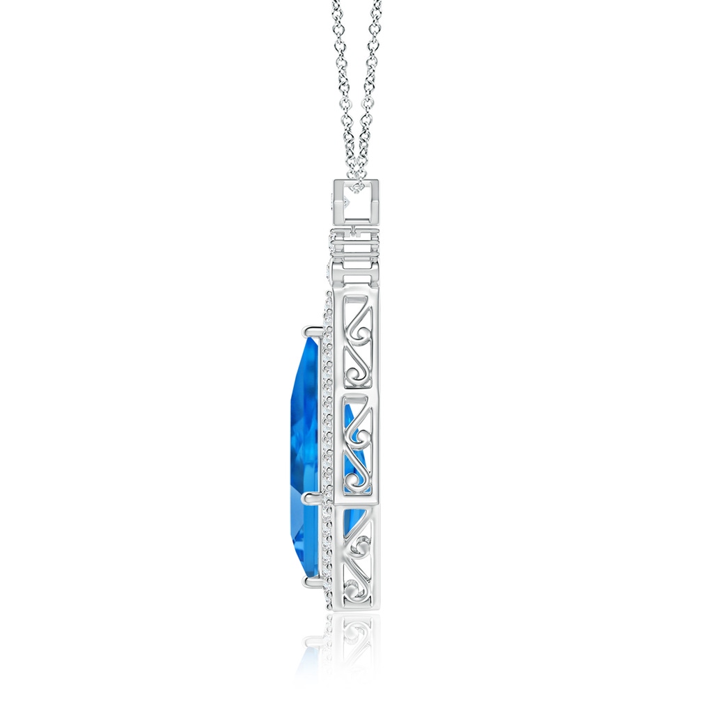 22.19x13.94x7.07mm AAAA GIA Certified Moroccan Style Kite-Shaped Swiss Blue Topaz Pendant in White Gold Side 199