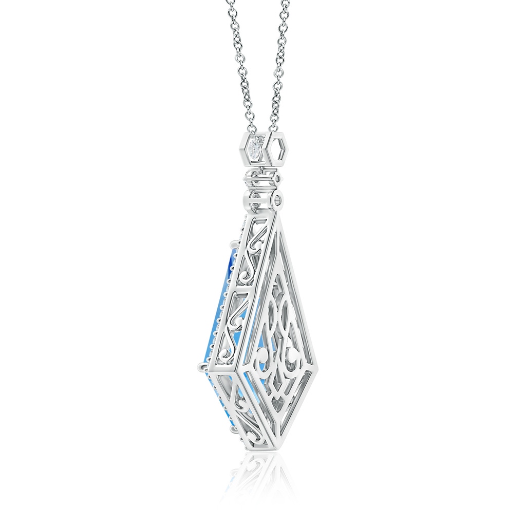 22.19x13.94x7.07mm AAAA GIA Certified Moroccan Style Kite-Shaped Swiss Blue Topaz Pendant in White Gold Side 399