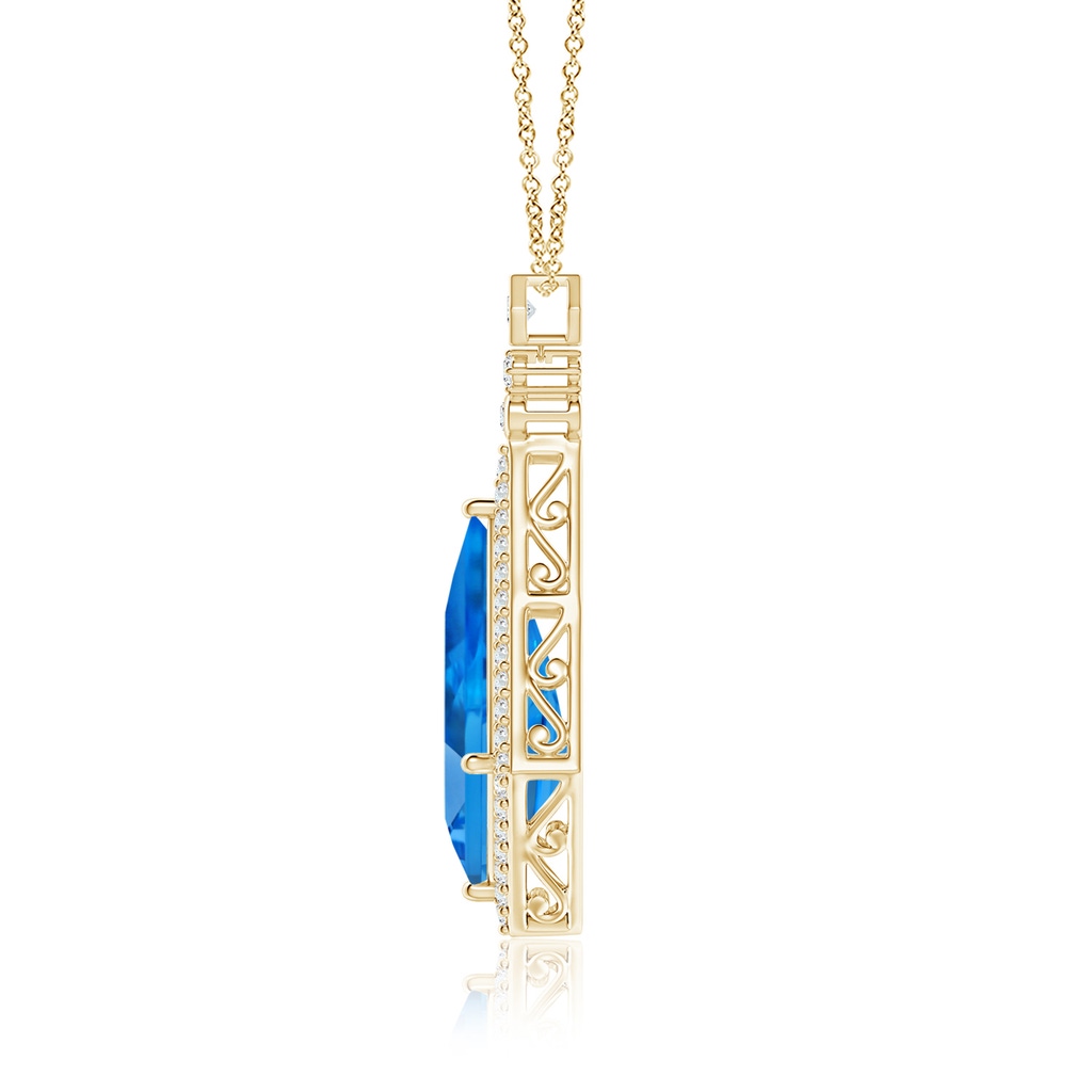 22.19x13.94x7.07mm AAAA GIA Certified Moroccan Style Kite-Shaped Swiss Blue Topaz Pendant in Yellow Gold - side 199