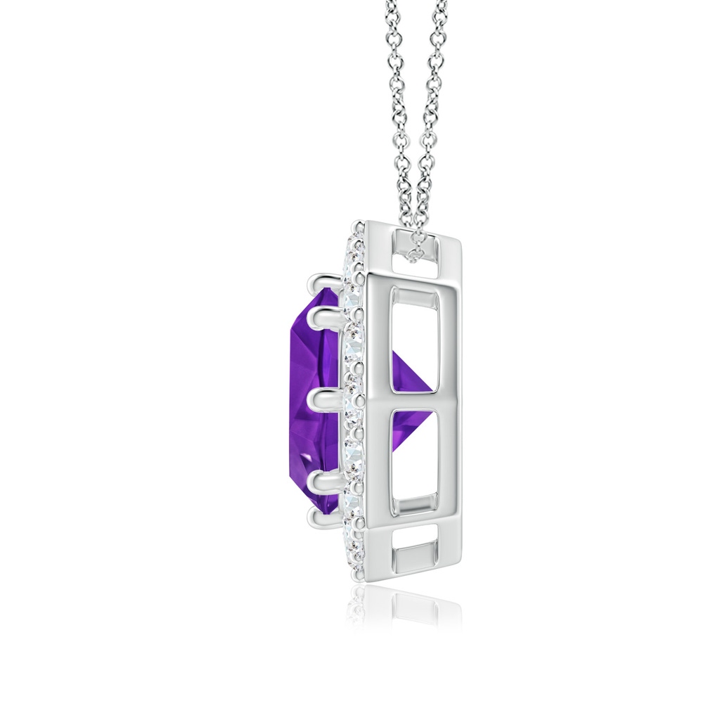 11mm AAAA Round Amethyst Pendant with Octagonal Halo in White Gold Side-1