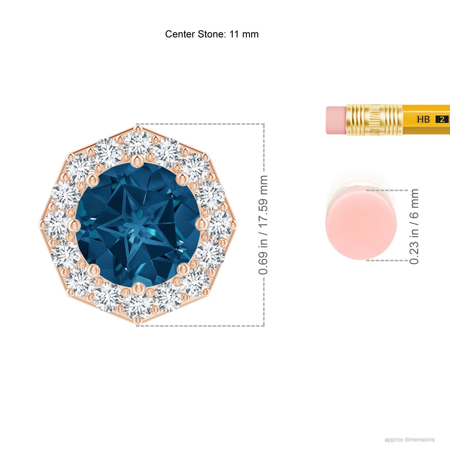 AAAA - London Blue Topaz / 5.43 CT / 14 KT Rose Gold