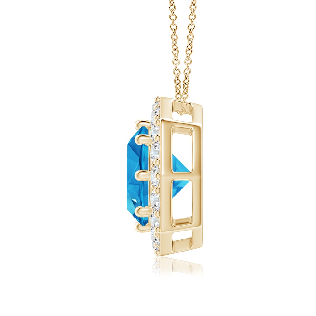 11mm AAAA Round Swiss Blue Topaz Pendant with Octagonal Halo in Yellow Gold - side_1