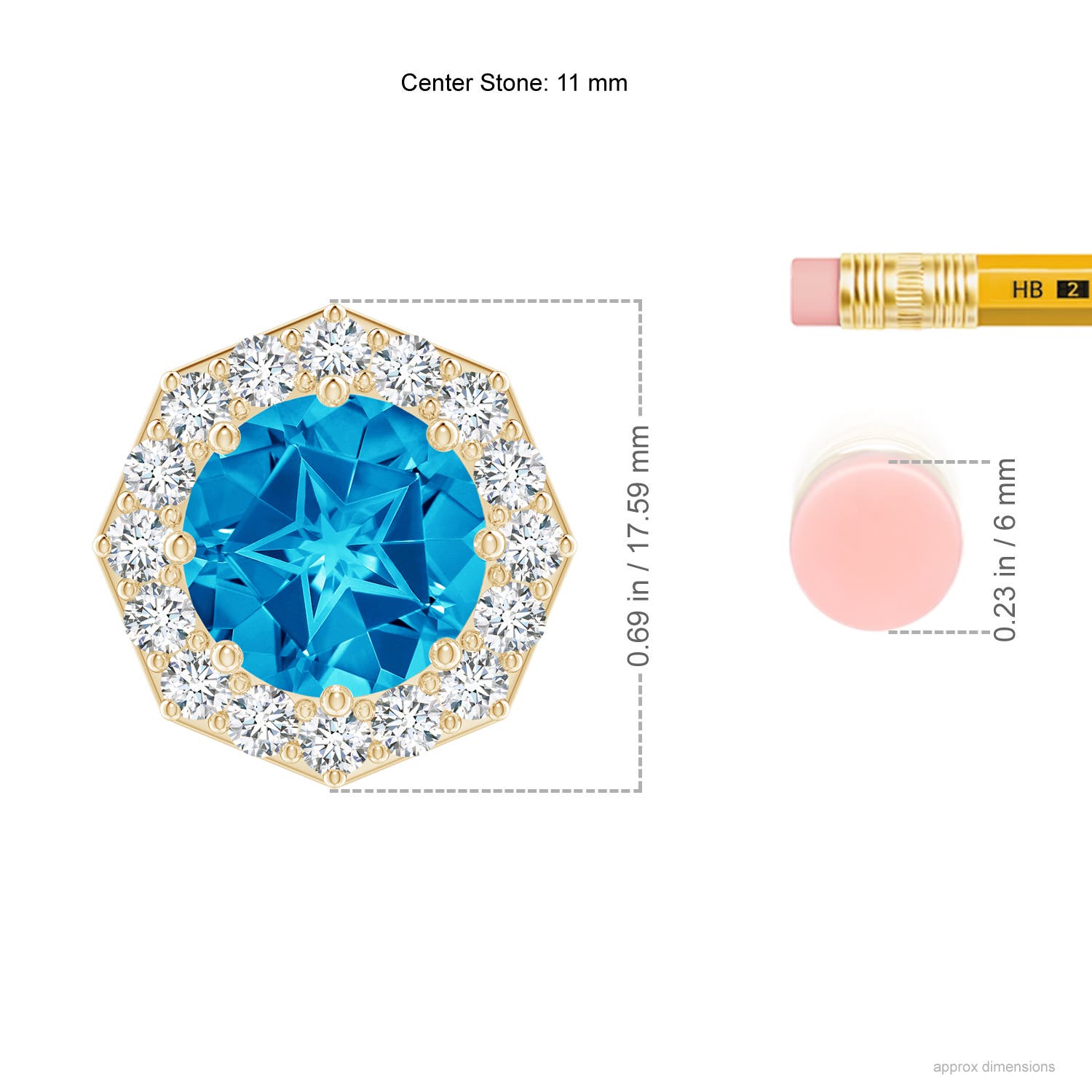 AAAA - Swiss Blue Topaz / 5.43 CT / 14 KT Yellow Gold