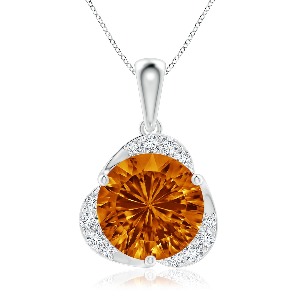 10mm AAAA Round Citrine Three Petal Flower Pendant in P950 Platinum