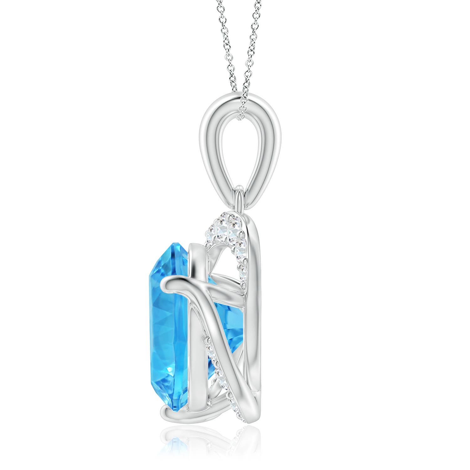 AAAA - Swiss Blue Topaz / 3.82 CT / 14 KT White Gold