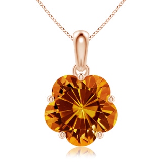 10mm AAAA Solitaire Five-Petal Flower Citrine Pendant in 9K Rose Gold
