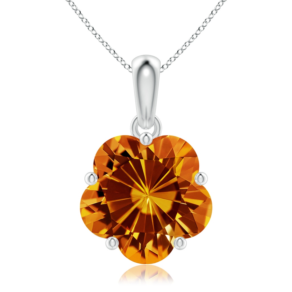 10mm AAAA Solitaire Five-Petal Flower Citrine Pendant in P950 Platinum