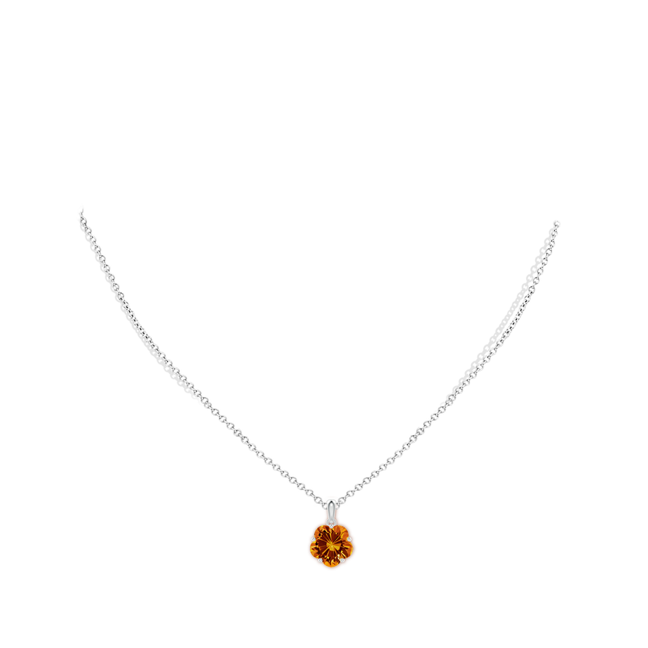 10mm AAAA Solitaire Five-Petal Flower Citrine Pendant in P950 Platinum body-neck