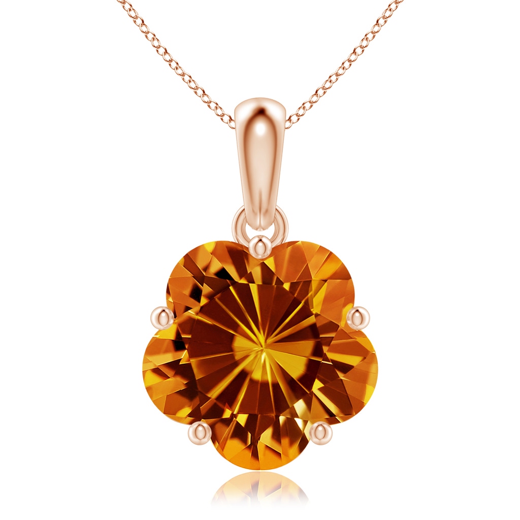 10mm AAAA Solitaire Five-Petal Flower Citrine Pendant in Rose Gold 