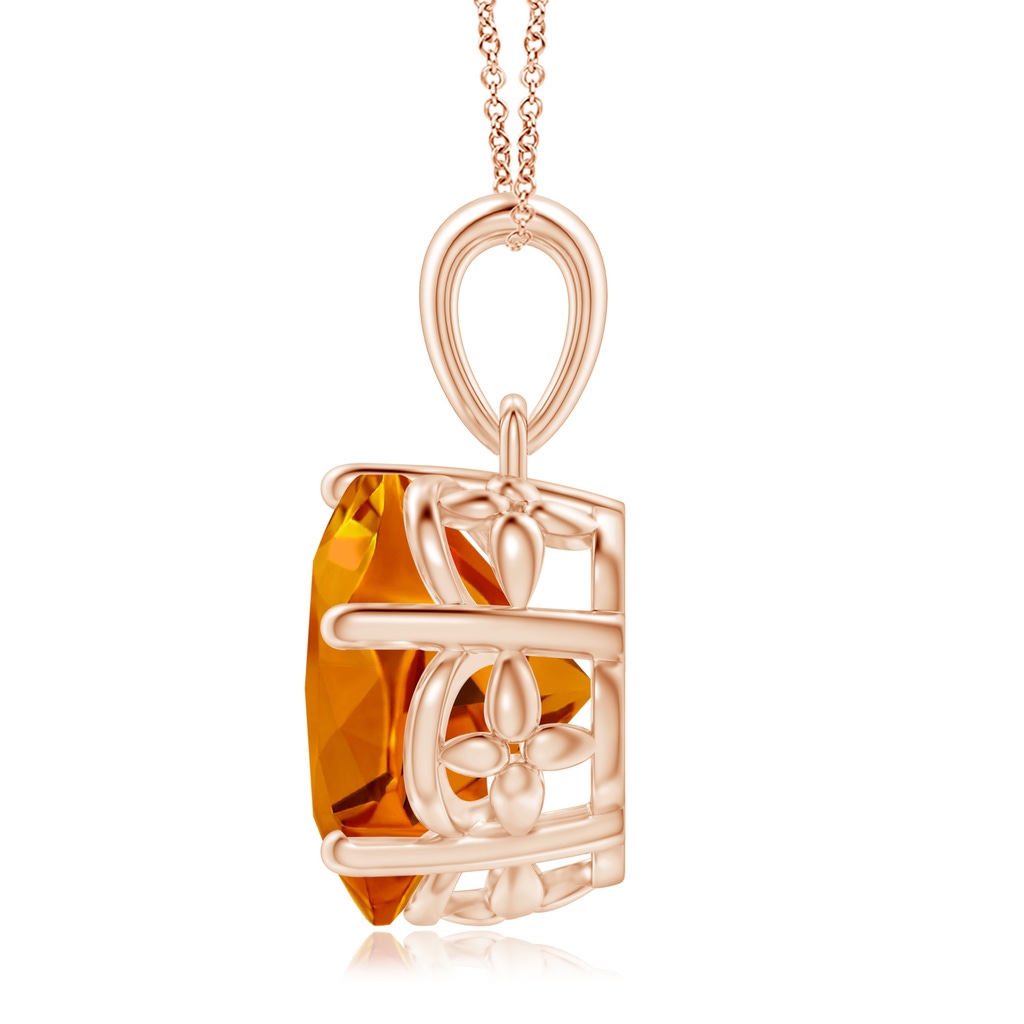 10mm AAAA Solitaire Five-Petal Flower Citrine Pendant in Rose Gold Side-1
